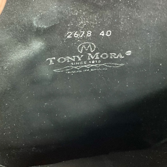 TONY MORA. Black Genuine Leather Upper & Sole Pull On Boot Lace Detail US Sz 9 - Picture 7 of 12